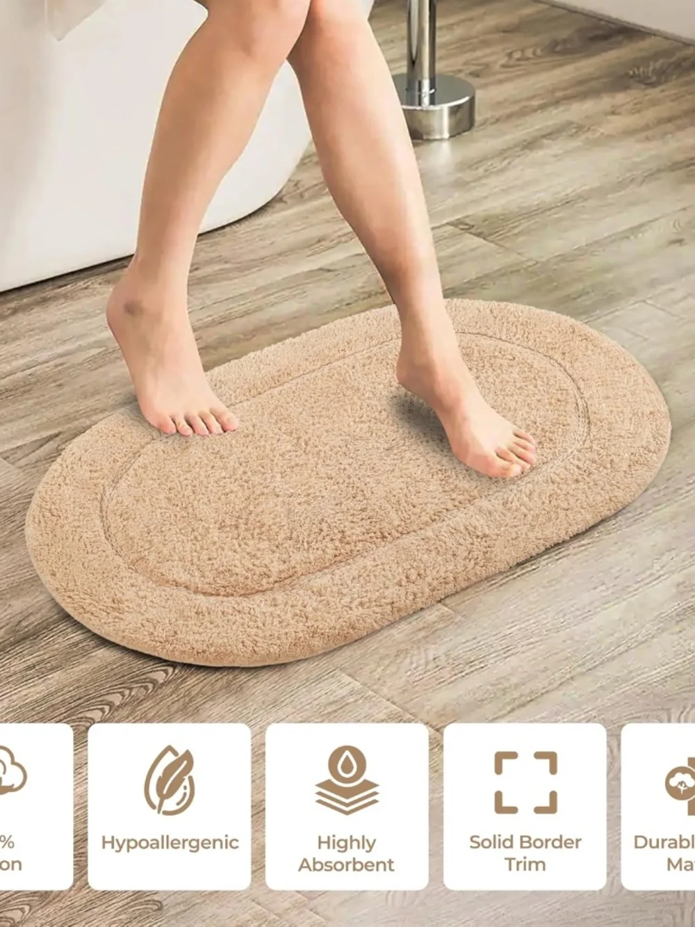 Superior Non-Slip 2 Piece Bath Rug Set, Ultra Plush, Soft and Absorbent 100% Com